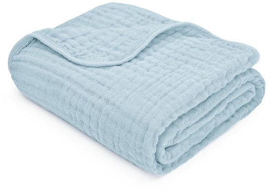 Cubs Baby mousseline deken, inbakeren voor pasgeborenen en peuters, groot 102 x 102 cm overtrek, 6-laags pluche zachtheid voor baby inbakeren, ontvangen of buiktijd, cadeau (hemelsblauw, baby -