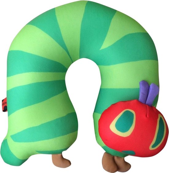 Cuddlebug - U-Caterpillar - Knuffelkussen - Kampeerkussen - Nekkussen (reizen) - 28 cm x 28 cm - Groen - R pet van Cuddlebug