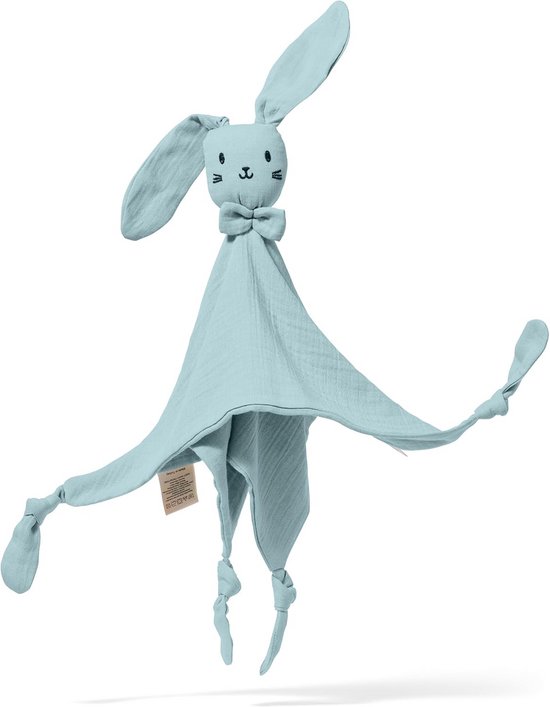 Cuddly Animal Rabbit - Organic Cotton Stuffed Toy for Babies - Birth Gift for Boys and Girls - Comforting Cuddle Companion van Merkloos