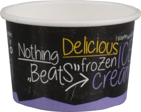 Cup - IJscup - Karton + PE - 100ml - 4oz - Ø 75mm - 48mm - zwart/paars - sleeve met 50 stuks