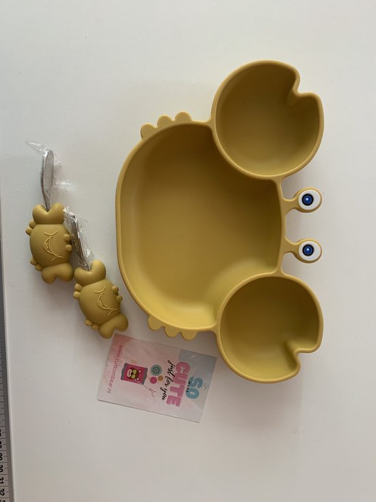 Custombear.nl Siliconen kinder eetbord set van 3 delig 100%BPA vrij babyshower - kinder servies bord met vakjes van Custombear.nl