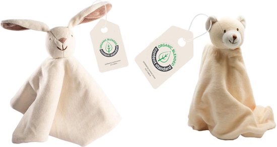 Cute since 1999 - Doudou Bundel - Biologisch Knuffeldoekje - Konijn & beer - 2 stuks - 35 x 35 cm