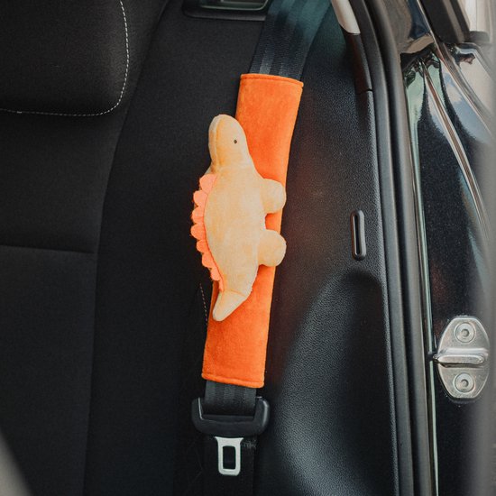 Cute since 1999 - Gordelbeschermer kind - Oranje dinosaurus gordelhoes - gordelhoezen voor auto en autostoel - 27cm x 6 cm van CUT