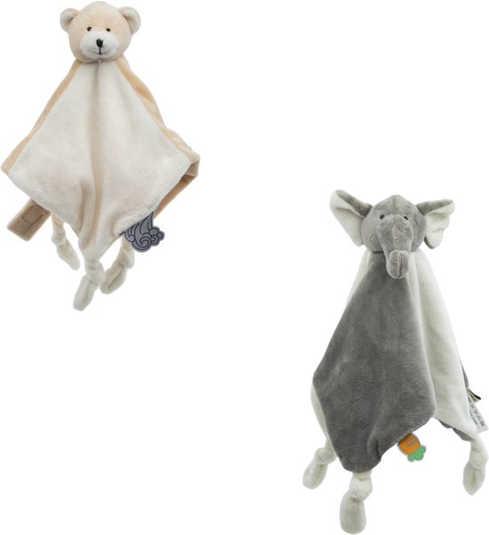 Cute since 1999 - Knuffeldoekjes bundel - Beer & Olifant Doudou - 30 x 30 cm van Merkloos