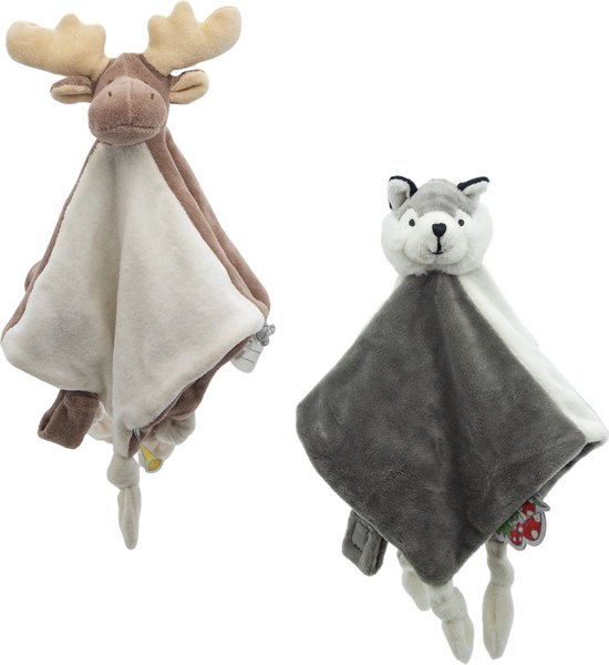 Cute since 1999 - Knuffeldoekjes Bundel - Husky & Rendier Doudou - 30 x 30 cm van Merkloos