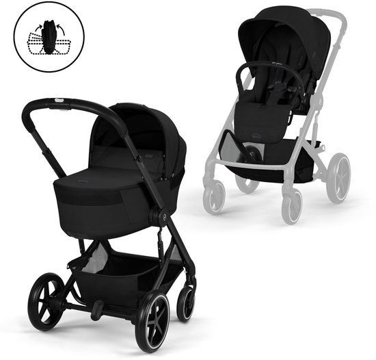 Cybex Balios S Lux - kinderwagen - 2-in-1 - met opvouwbare reiswieg - Moon Black