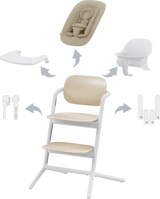 Cybex Lemo - Kinderstoel - 4 in 1 Set - Sand White van Merkloos