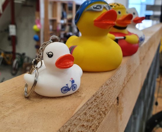 Cycle Gifts Badeend - Fiets - Speelgoed - Bad Speelgoed - Rubberen Eendjes - Baby - Cadeau - Wit van CYCL