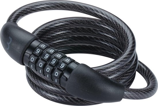 Cycling Combinatieslot QuickCode Fietsslot voor racefiets MTB en stadsfietsen 4-cijferige code combinatiekabelslot gemaakt van gehard staal 8 mm x 120 cm BBL-66, zwart van CYCL