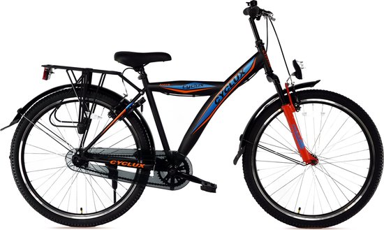 Cyclux Astro Jongensfiets 24 Inch Zwart Oranje van Cyclux