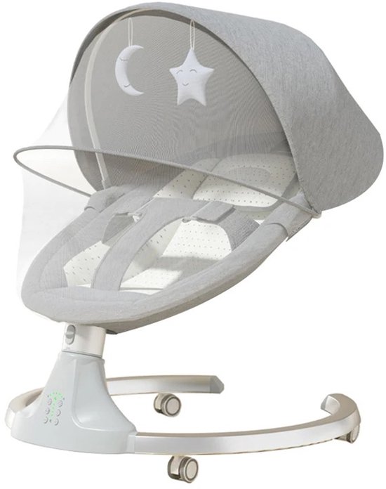 D&A Bed - Baby Bed - Elektrisch Bed - Bluetooth Speaker - Schommelstoel - 0 tot 2 Jaar - Schommelstoel Baby - Muziek - Grijs