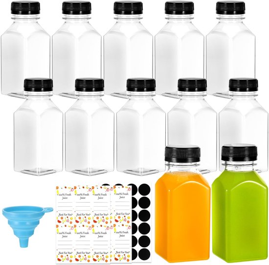 Dailygoods - 12 Stuks Herbruikbare Plastic Sapflessen met Deksels