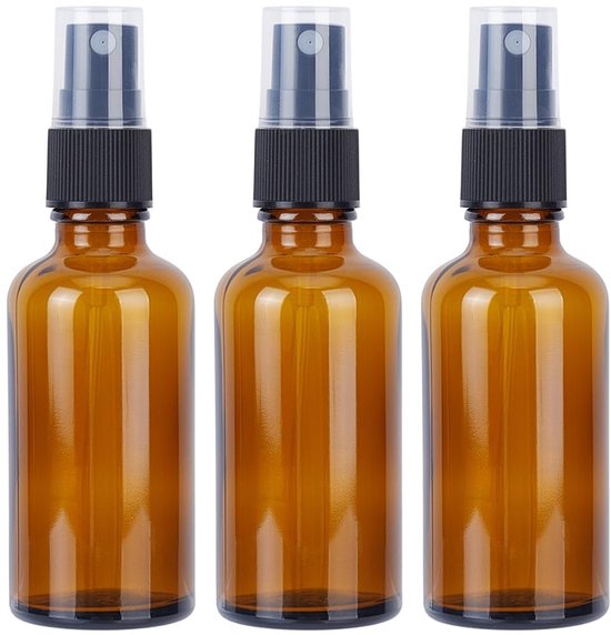 Dailygoods - 3 Stuks Amber Glazen Sprayflessen van 50 ml voor Diverse Toepassingen