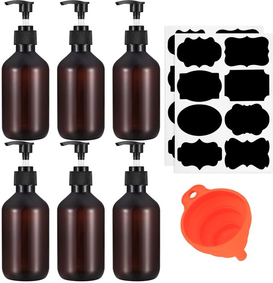 Dailygoods - 6 Stuks Lege Shampoo Flessen met Pomp - 300ml Plastic Fles voor Douche Lotionen