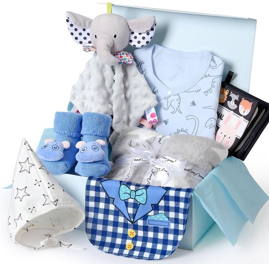 Dailygoods- Babycadeau Liefdevol Samengesteld - Baby Set - Romper - Deken - Knuffeldoek - Slabbetje - Babyboek - Wenskaart - Babyset