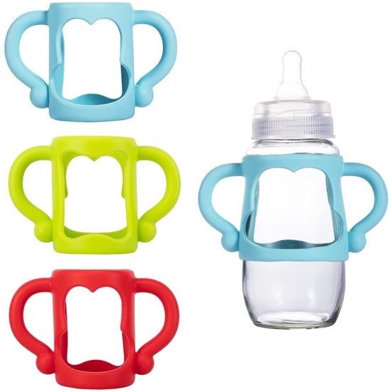 Dailygoods- Babyfles-Handgrepen 3 Stuks - Siliconen Flesgreep - Flessenhouder voor Kinderen - Kleine Handgreep - Compatibel met Dr. Brown Flessen - Fleshouder