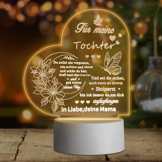 Dailygoods - Cadeau voor dochter - LED nachtlampje - Grappige geschenken - Dochter - Gepersonaliseerd verjaardagscadeau - Moeder dochter geschenken