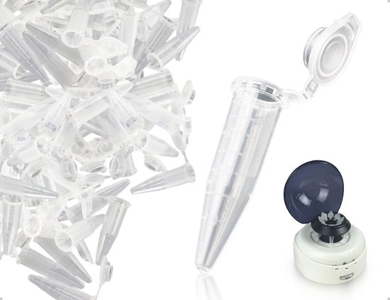 Dailygoods- Centrifugebuisjes 1,5 ml - Lege Monsterbuisjes - Transparante Reactievaten - PP-Kunststof - Antilek Ontwerp - Eenvoudig Af te Lezen