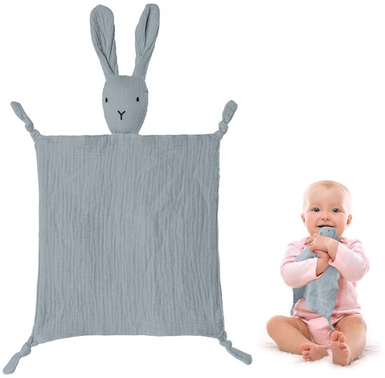 Dailygoods - Dailygoody - Knuffeldoek Konijn - Babycadeau - Veilig en Knuffelzacht - Grijs - Geboortecadeau - Kalmerend voor Baby's - Geschikt vanaf de geboorte