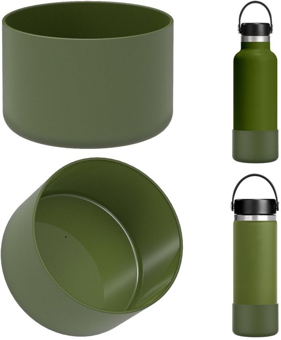 Dailygoods - Dailygoody - waterfleshoezen - siliconen bodembeschermer - legergroen - geschikt voor Hydro Flask - 2-pack waterfleshoezen - bescherming voor flessen