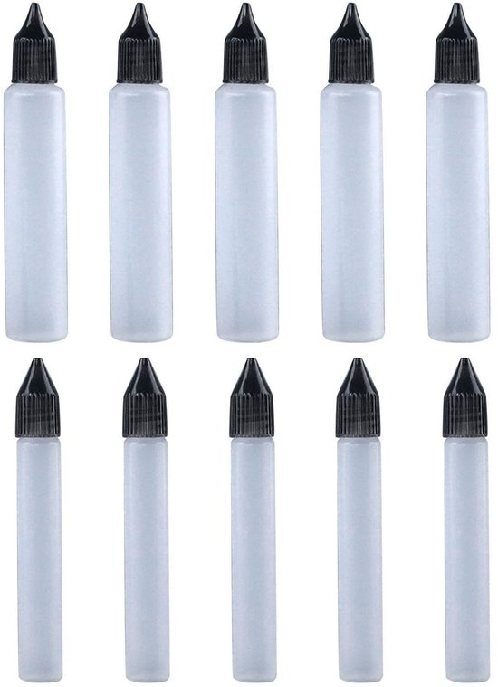 Dailygoods- Druppelfles 10 Stuks - Kunststof Druppelaar - Vloeistofdruppelaar - Mini-Vloeistofreservoir - Doorschijnend - Inhoud 30/15 ml