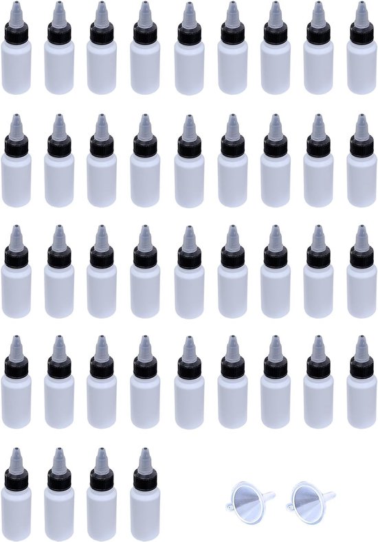 Dailygoods- Druppelfles 40 Stuks - 30ml - Squeeze Fles - Mini Trechter Set - BPA Vrij - HDPE Materiaal - Dunne Tip