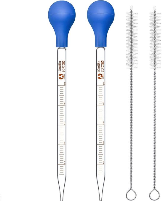 Dailygoods- Druppelpipet 2 x 10 ml - Glazen Pipet - Rubberen Zuiger van Dailygoods