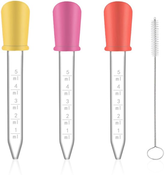 Dailygoods- Druppelpipet 5 Ml - Siliconen Pipetten - Maatpipetten - Reinigingsborstel - Brede Toepassing - Voor Sap/Melk/Water - Pipet