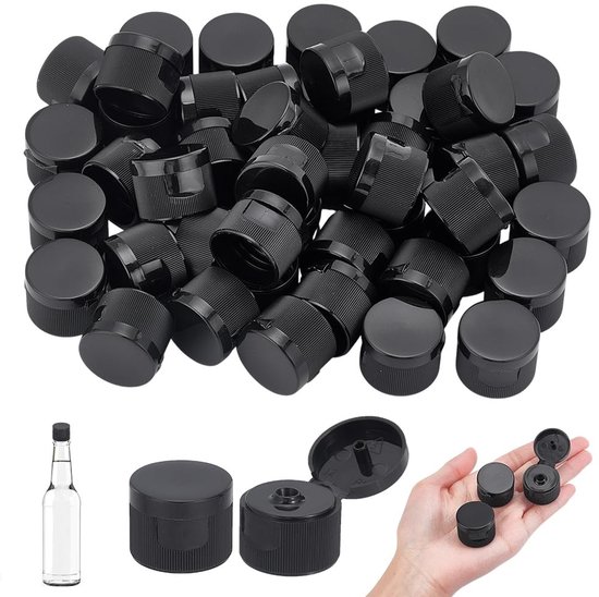Dailygoods- Flessendoppen 50 stuks - Klapsluiting - Lekvrij - Schroefdoppen - Vloeistoffen - Herbruikbaar - Universeel passend