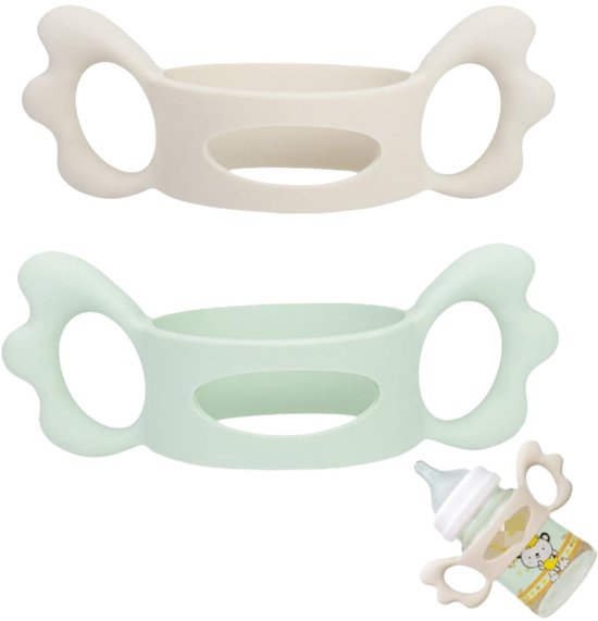 Dailygoods- Flessengreep 2 Stuks - Siliconen Handgrepen - Eenvoudige Installatie - Babyflessenhouder - Stevige Greep - Afmetingen 13,2 x 6 x 4,5 cm - Fleshouder