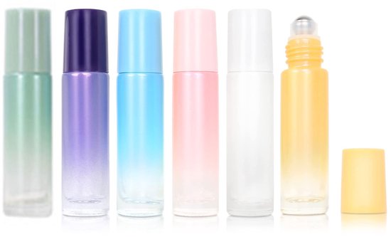 Dailygoods- Glazen Fles - 6 stuks - Rollerfles met RVS Ballen - Hervulbaar - Schokbestendig - Corrosiebestendig Glas