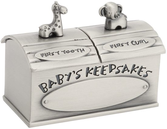 Dailygoods- Herinneringsdoos Baby - Baby Keepsake Box - Tand/krul Souvenir - Zinklegering - Compacte Opbergdoos - 6,1 x 5 x 3,5 cm - Herinneringskist
