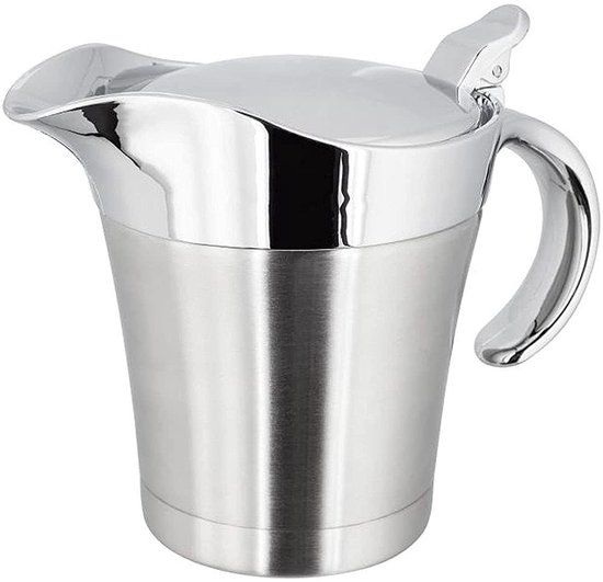 Dailygoods- Juskom Dubbelwandig Geïsoleerd - Sauskan - RVS - Deksel - 450 ml - Houdt Vloeistoffen Heet/Koud - Sauskom