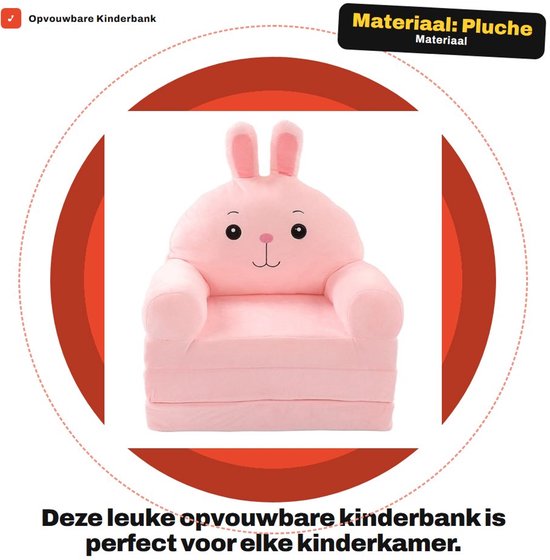 Dailygoods- Kinderslaapbank 2-in-1 - Opvouwbare Kinderbank - Pluche Fauteuil - Comfortabele Bank - Zacht Materiaal - Functioneel Meubel - Kindersofa