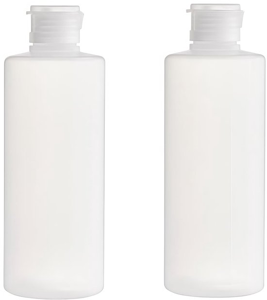 Dailygoods- Knijpfles 200ml - Set van 2 - Hervulbaar - Kunststof - Flipdeksel - Voor shampoo/lotion/douchegel - Reisfles