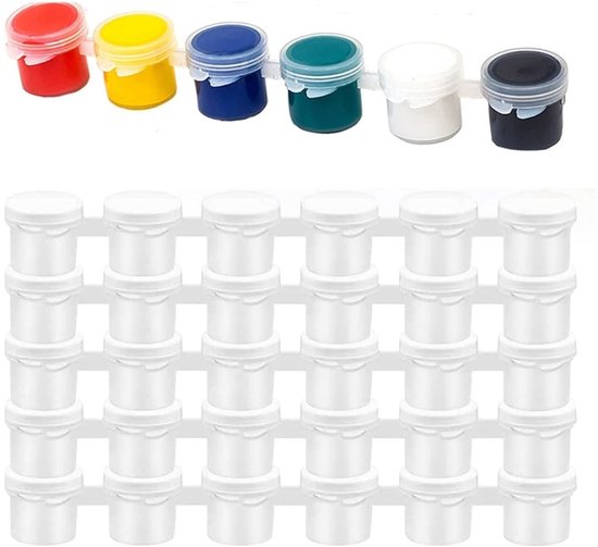 Dailygoods- Lege Lak 30 Blikjes - Mini Verfpotjes - Verfstrip - Lakdoos - Kunststof - Transparant met Deksels - Verfpot