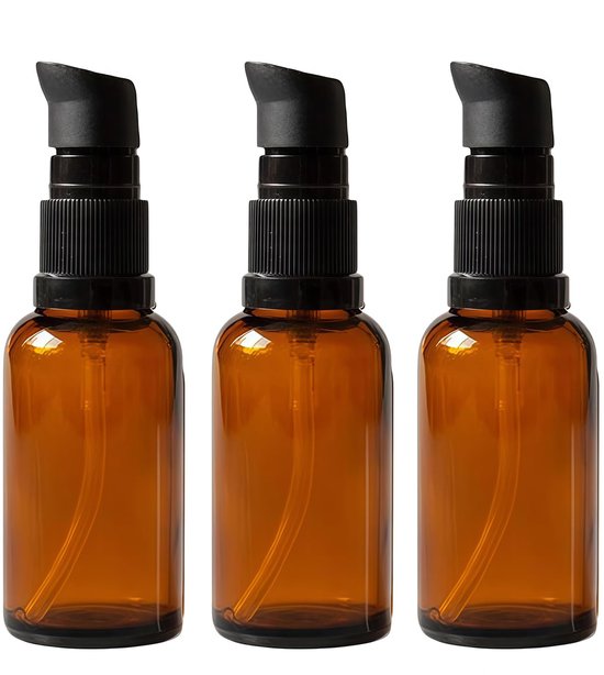Dailygoods- Lotion Pomp Flessen 100 ml - Amber Glas - Leeg/Hervulbaar - Reizen - Milieuvriendelijk - Lekvrij Ontwerp - Fles