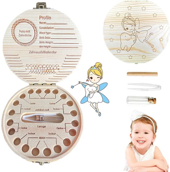 Dailygoods- Melktandendoos - Houten Opbergdoos - Persoonlijk Souvenir - Kindertanden Bewaren - Mooi Afgewerkt - Lange Levensduur - Tandenbox