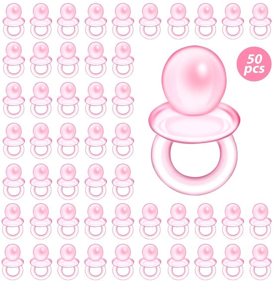 Dailygoods - Plastic Fopspenen voor Babyshower - Mini Fopspeen - Schattige Decoratie - Roze - Babyverjaardag - 50 Stuks - Ideaal voor Aanstaande Moeders