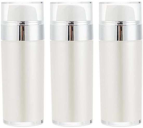Dailygoods- Pompfles 3 stuks 50 ml - Airless-pompflessen - Draagbare cosmeticacontainer - Acryl fles - Vacuümpomp met drukpomp - Kristalhelder materiaal - Cosmeticafles