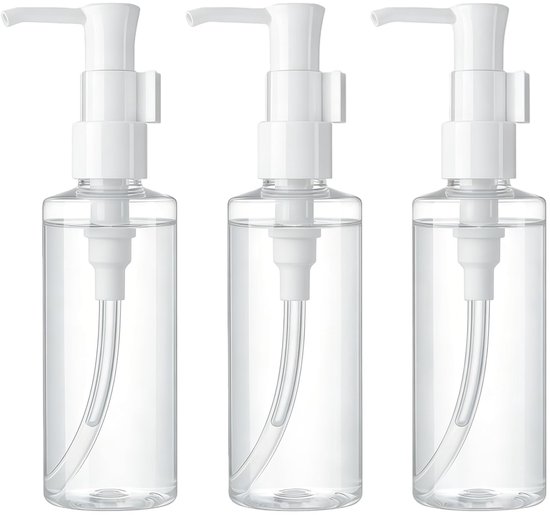 Dailygoods- Pompfles Leeg Navulbaar 150ml - 3 Stuks - Transparant - Duurzaam - Cosmetische Container - Voor Lotion/Shampoo - Reishouders