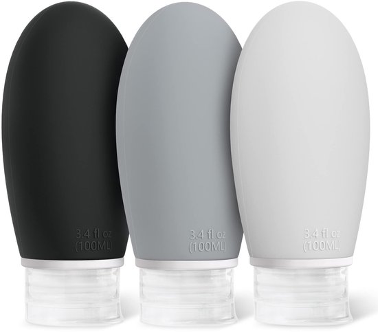 Dailygoods- Reisflessen 100 ml - Set van 3 - Lekvrij - Draagbaar - BPA-vrij - TSA-goedgekeurd - Grote opening voor eenvoudig vullen - Reistubes