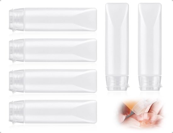 Dailygoods- Reisset 6 Stuks - Herbruikbare Reisflesjes 30ml - Transparante Cosmetische Flessen - Lekvrije Flipdeksel - Duurzaam PE/PP Materiaal - Handig voor Reizen - Reisbottles