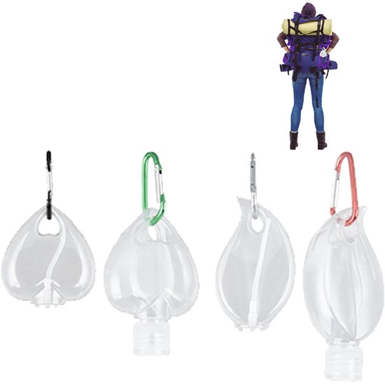 Dailygoods- Reizen Fles 4 Stuks - Draagbare Knijpfles - Lekvrij PET Plastic - Capaciteit 50ml - Sleutelhanger - Flip/Spray Stijl