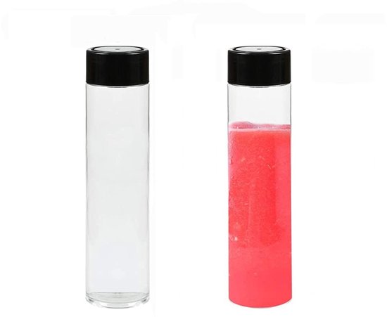 Dailygoods- Sapflessen 350 ml - Herbruikbare Drinkflessen - Lege Smoothie Flessen - PET Plastic - Zwarte Deksels - Voor Sap/Melk - Drankflessen