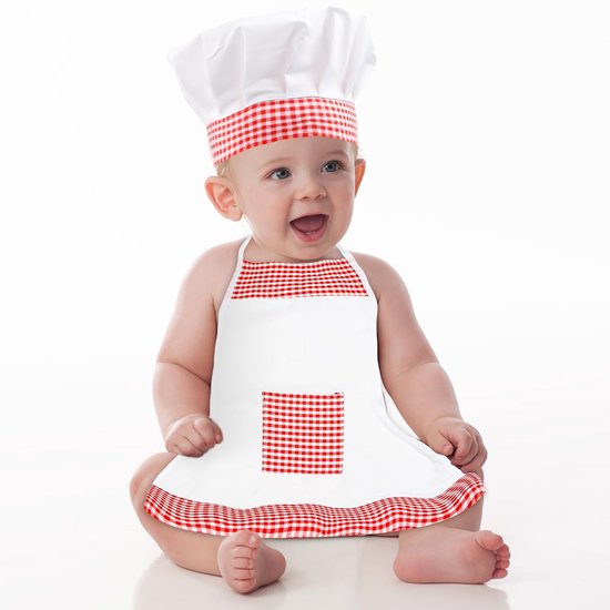 Dailygoods - Schattige 2-delige Baby Kok-Outfit met Muts en Schort voor 6-24 Maanden