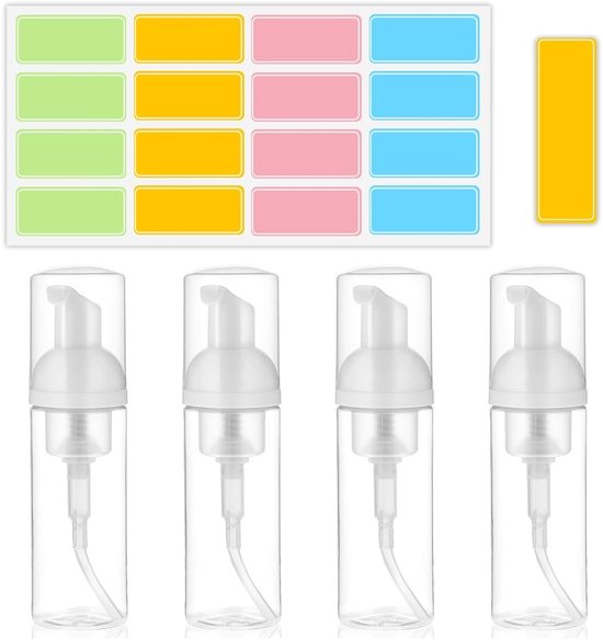 Dailygoods- Schuimzeepdispenser 50 ml - Navulbare Schuimdispenser - Reisformaat - Heldere Lege Fles - Klein - Geschikt voor Shampoo/Douchegel - Schuimfles