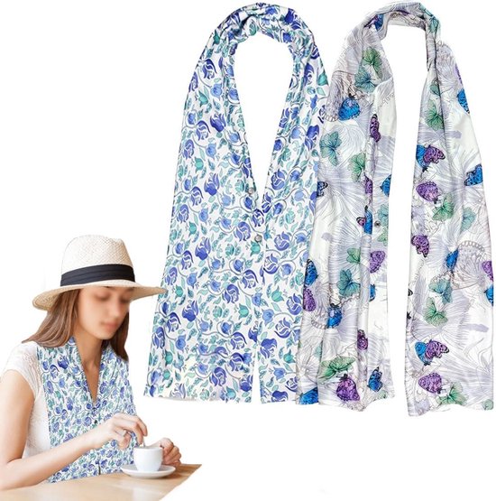 Dailygoods- Slabbetje met mouwen - 2 stuks - Herbruikbaar - Vlinder/bloemenpatroon - Ademend materiaal - Eenvoudig te reinigen - Eetschort