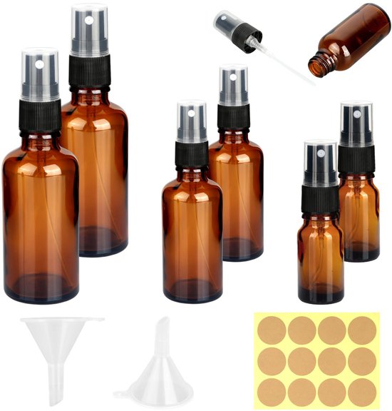 Dailygoods- Spuitfles 10ml/30ml/50ml - Bruine Glazen Spuitflessen - Milieuvriendelijk - Met Trechter/Etiket - Lichtblokkering - Geurloos - Fles van Dailygoods