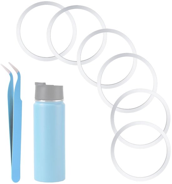 Dailygoods- Vervangingsring 6 Stuks - Siliconen O-Ring - Lekbescherming - Compatibel met Hydro Flask - Buitendiameter 5,7 cm - Inclusief Pincet - Waterflesdeksel